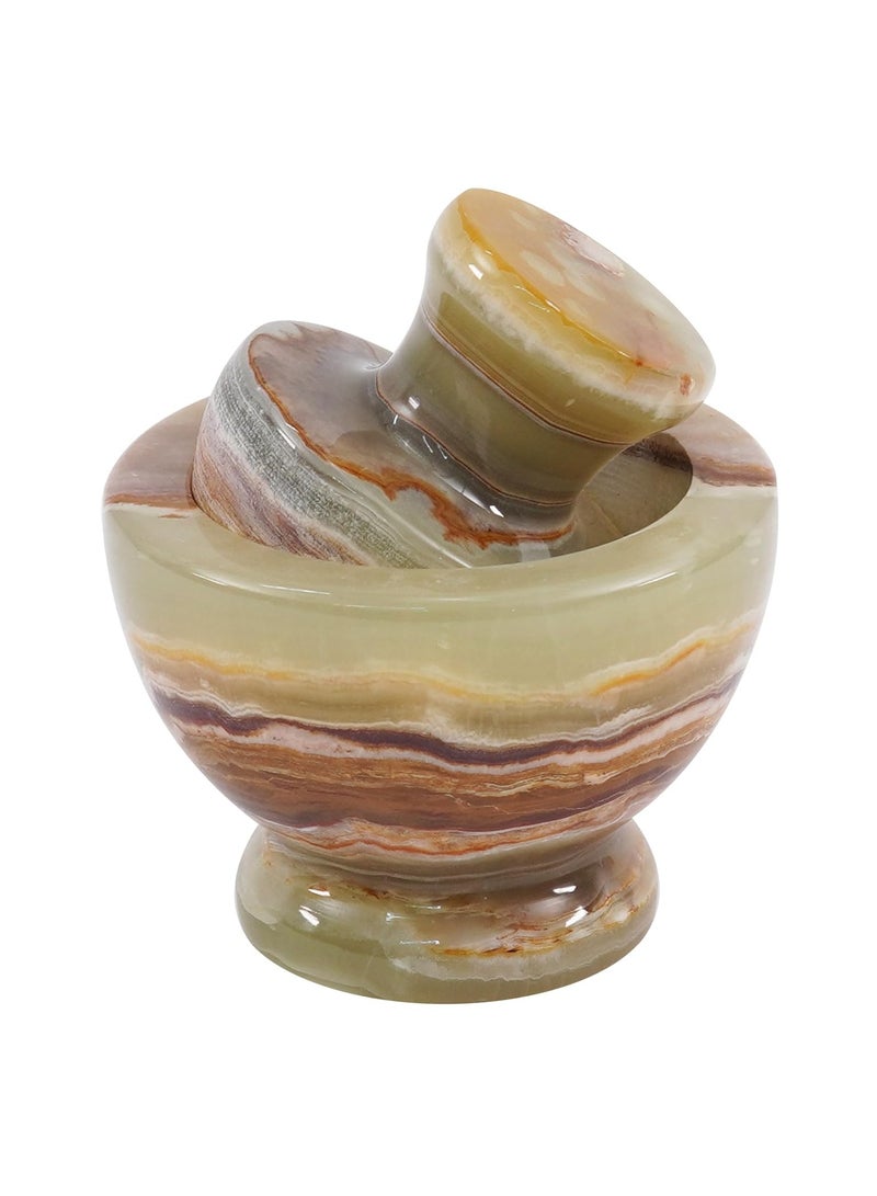 RADICALn Large Handmade Green onyx Marble Mortar and Pestle Set 4 x 4.5 Inch Kitchen Accessories Spice Grinder Marble-Seasoning Set Avocado Grinder- Mushroom Grinder  - Image 1