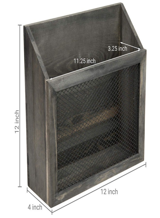 ماي جيفت حامل مجلات ريفي من ماي جيفت، بتصميم عتيق من الخشب الرمادي وشبك الدجاج، يُثبت على الحائط أو يوضع على الطاولة، مناسب لترتيب البريد، مثالي للمنزل الريفي، والحمام، والمكتب. - Image 4