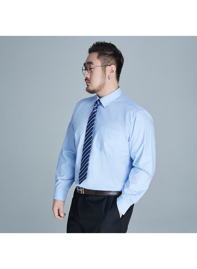 Ayoupang Ayoo Plus Size Long Sleeve Shirt For Men, Business Solid Color Formal Wear Professional Dress Shirt, Plus Size Commuter Workwear, Sky Blue, 2XL - Image 4