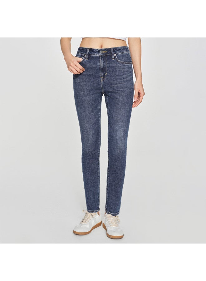 Lee Mall Same Model 25 Early Spring New Product 419 Tight Fit High Waist Narrow Leg Mid-Dark Blue Women'S Jeans Trend - Image 2