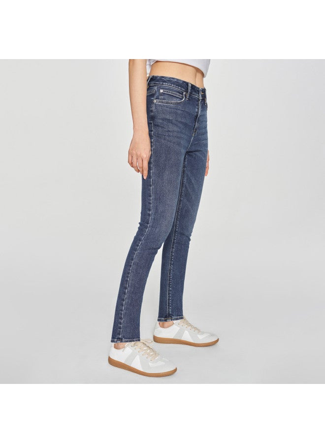 Lee Mall Same Model 25 Early Spring New Product 419 Tight Fit High Waist Narrow Leg Mid-Dark Blue Women'S Jeans Trend - Image 5