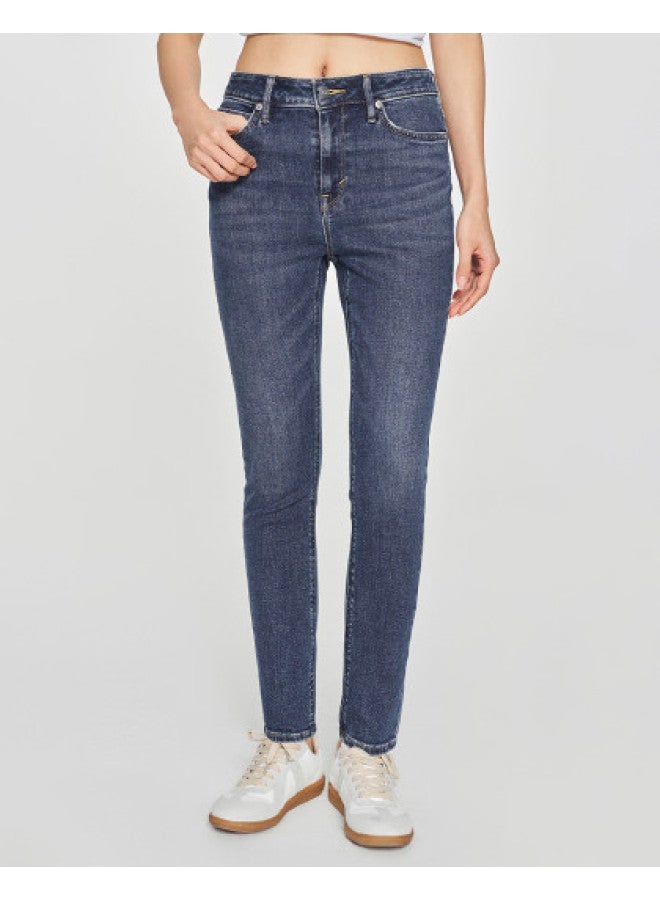 Lee Mall Same Model 25 Early Spring New Product 419 Tight Fit High Waist Narrow Leg Mid-Dark Blue Women'S Jeans Trend - Image 1