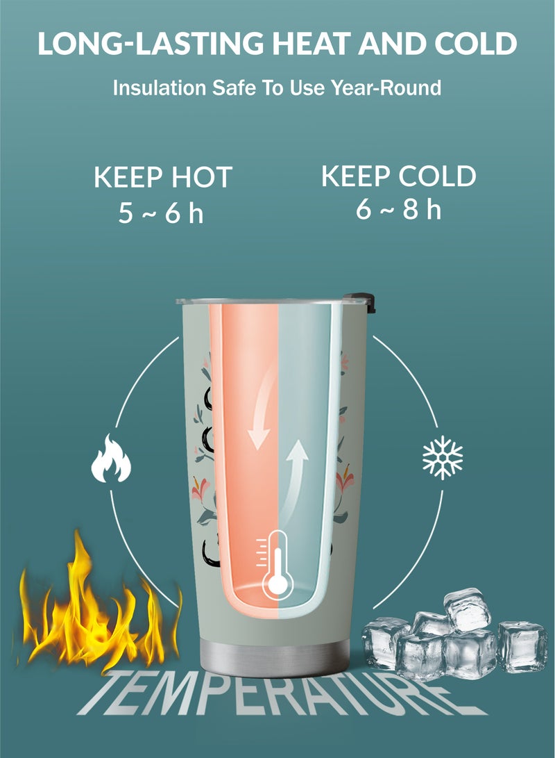 GALADUNE 20oz / 590ml Stainless Steel Travel Coffee Mug, Double Wall Vacuum Insulated Tumbler with Straw & Cleaning Brush, Hot & Cold Drinks - Image 3