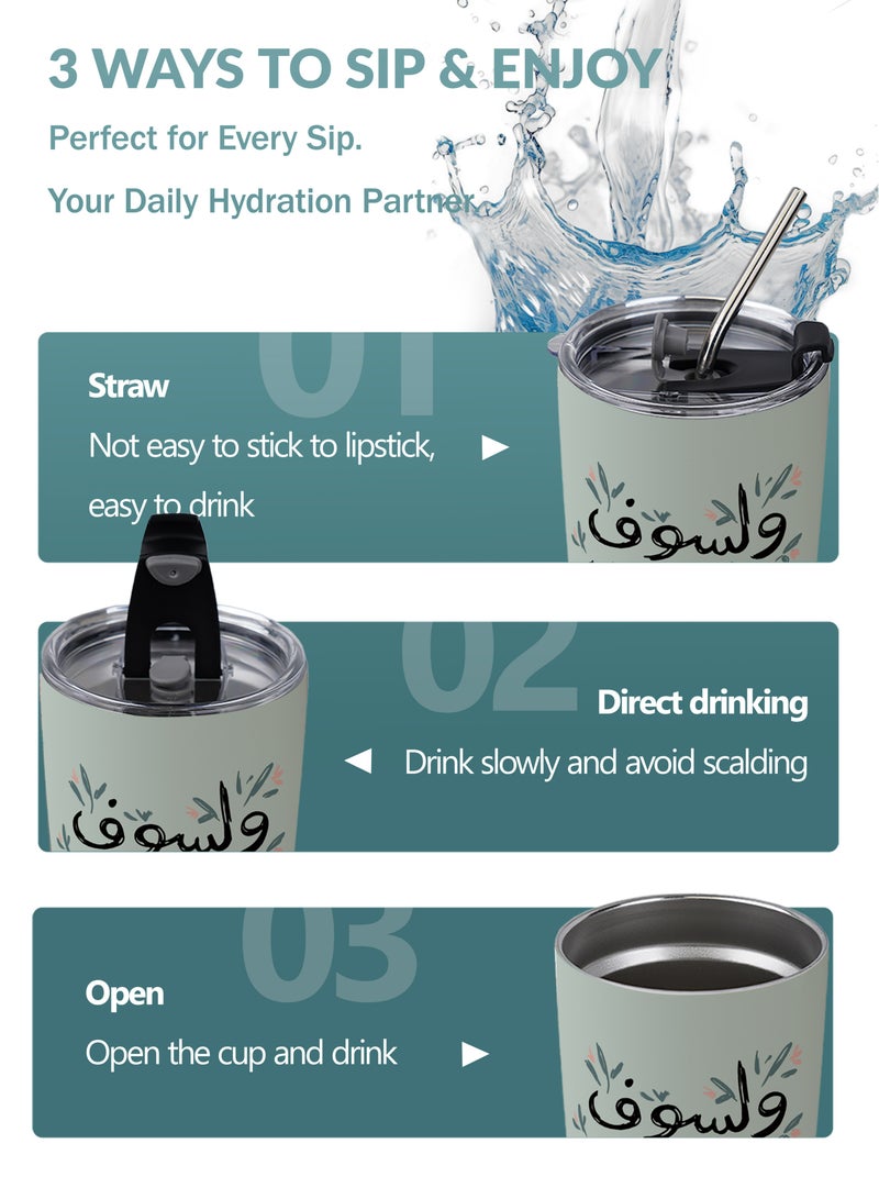 GALADUNE 20oz / 590ml Stainless Steel Travel Coffee Mug, Double Wall Vacuum Insulated Tumbler with Straw & Cleaning Brush, Hot & Cold Drinks - Image 5