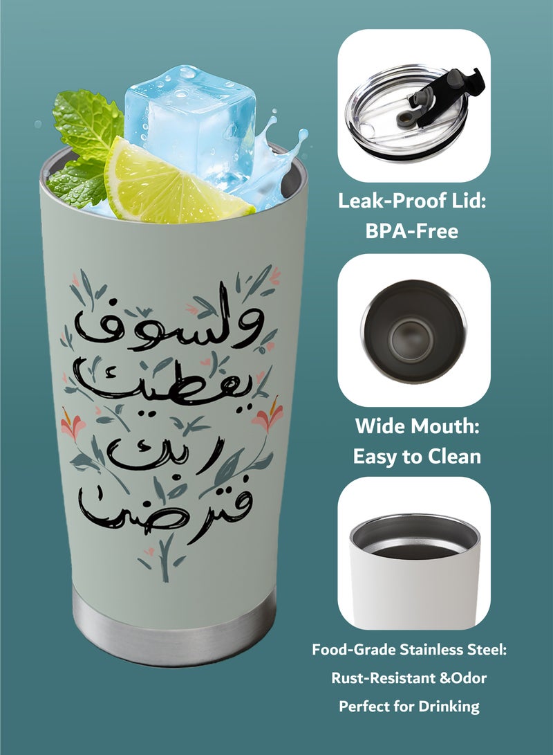 GALADUNE 20oz / 590ml Stainless Steel Travel Coffee Mug, Double Wall Vacuum Insulated Tumbler with Straw & Cleaning Brush, Hot & Cold Drinks - Image 4