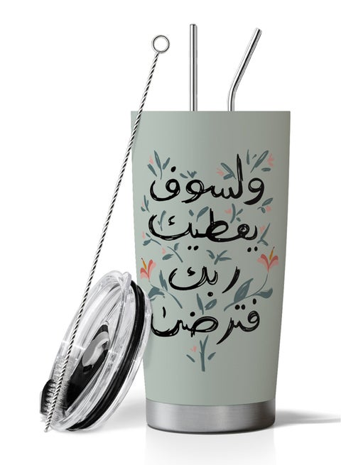كوب قهوة للسفر من الفولاذ المقاوم للصدأ بسعة 20 أونصة / 590 مل، كوب معزول بجدار مزدوج بتقنية التفريغ الهوائي مع ماصة وفرشاة تنظيف، مناسب للمشروبات الساخنة والباردة.