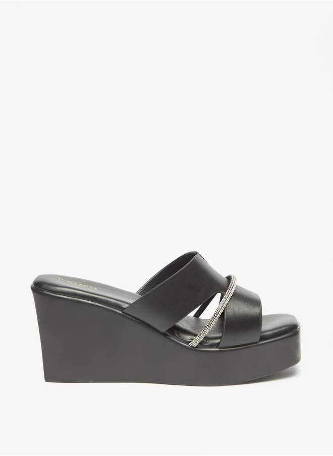 Flora Bella By Shoexpress Women's Embellished Slip-On Sandals With Wedge Heels