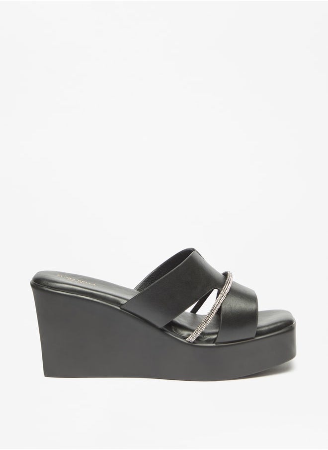 Flora Bella By Shoexpress - Women's Embellished Slip-On Sandals With Wedge Heels - Image 1