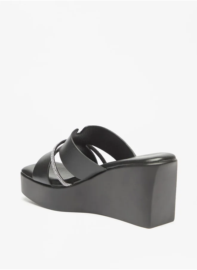 Flora Bella By Shoexpress Women's Embellished Slip-On Sandals With Wedge Heels