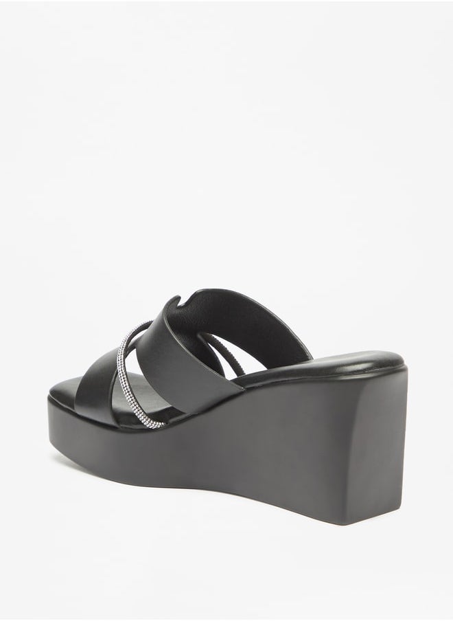 Flora Bella By Shoexpress - Women's Embellished Slip-On Sandals With Wedge Heels - Image 1