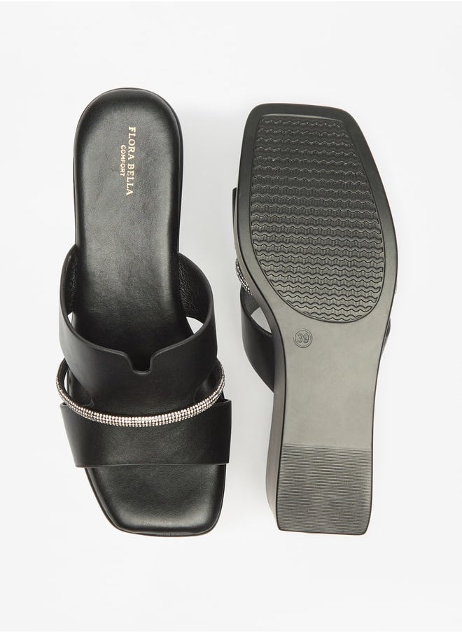 Flora Bella By Shoexpress - Women's Embellished Slip-On Sandals With Wedge Heels - Image 1