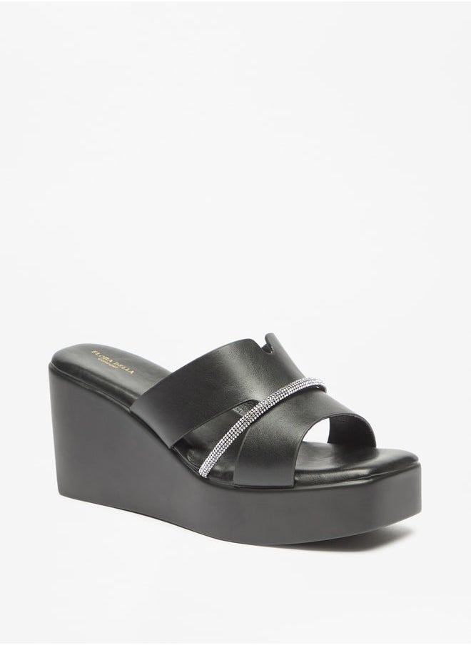 Flora Bella By Shoexpress - Women's Embellished Slip-On Sandals With Wedge Heels - Image 1