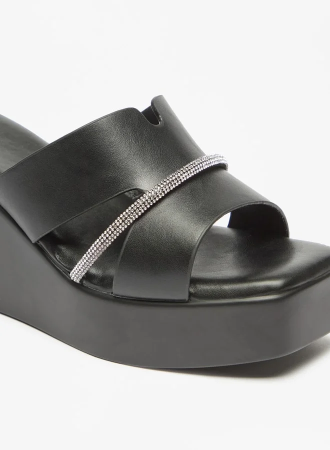 Flora Bella By Shoexpress Women's Embellished Slip-On Sandals With Wedge Heels