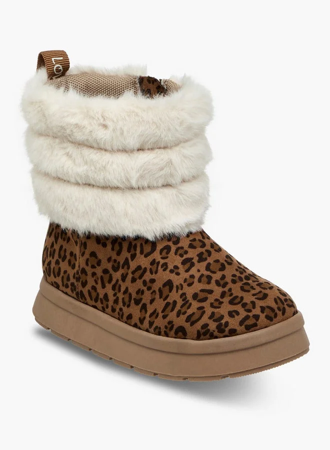JUNIORS Faux Fur Boots with Zip Closure