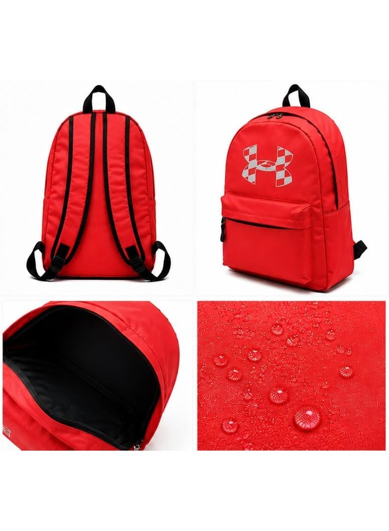 Red waterproof school backpack with a separate pencil case - Image 3