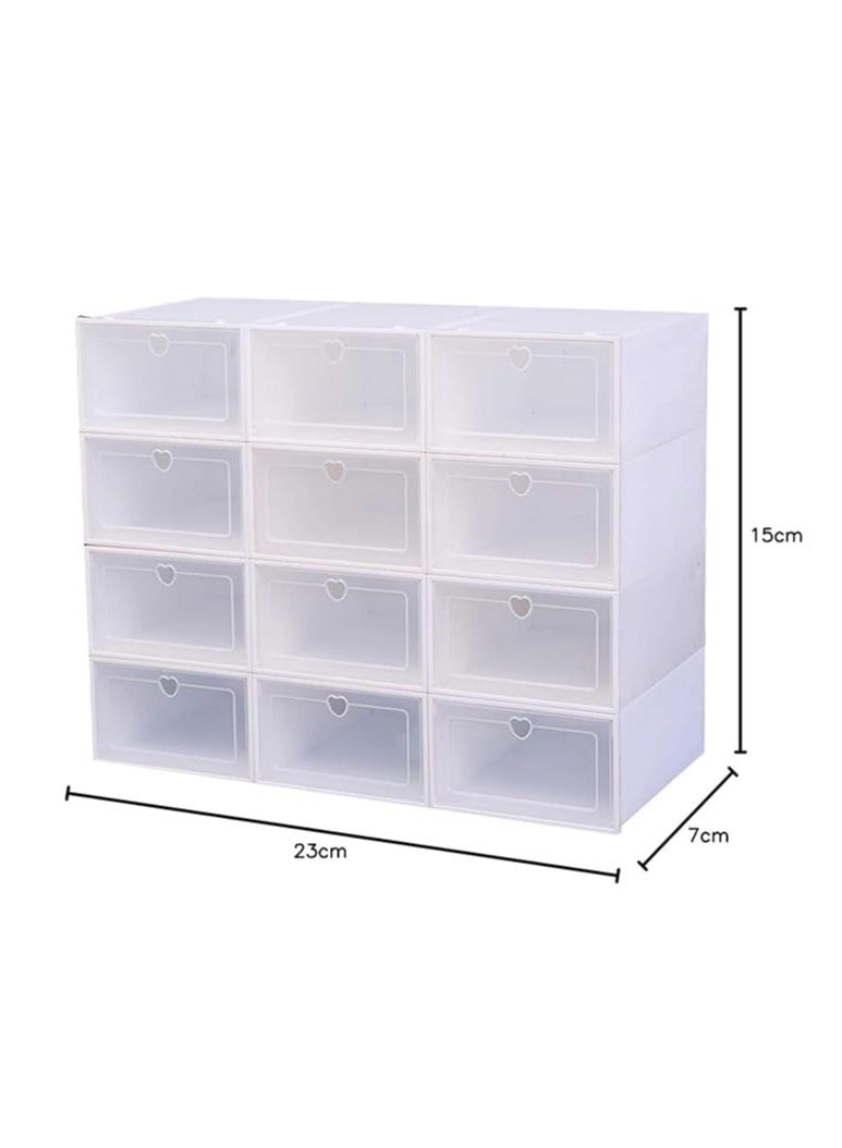 Cool Baby COOLBABY 12x Storage Box Shoe Box Shoe Storage Box Transparent Shoe Box Foldable Plastic Drawer Stackable Storage Cabinet 12PCS White - Image 5
