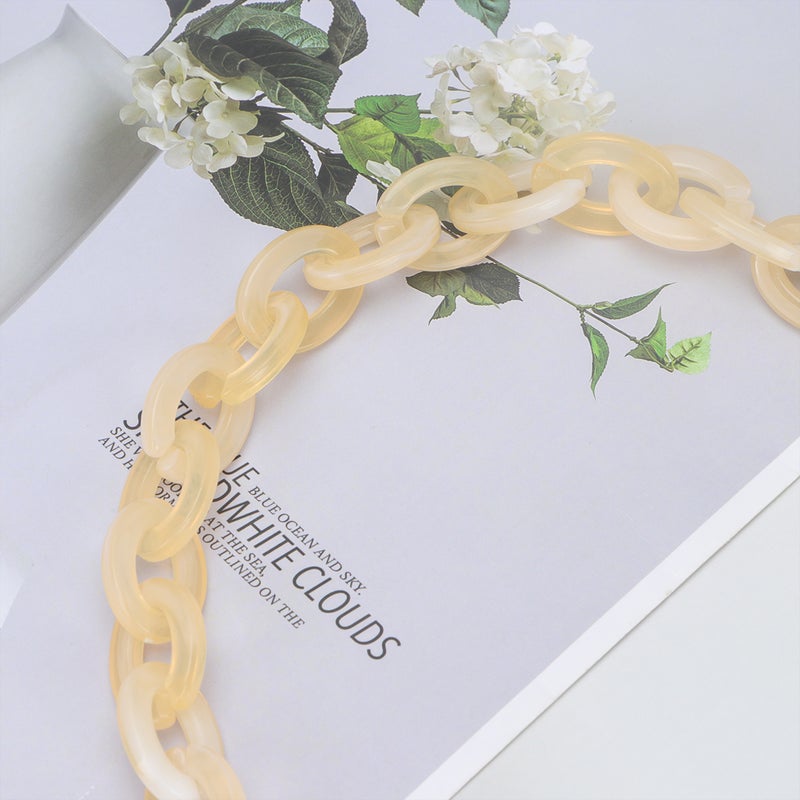 60CM Length O Shape Chain Tote Bag Acrylic Decorative Chain Accessory Dual End Alloy Buckle Straps Replacement Handbag Pouch Chains Straps for DIY Small Handbags (Yellow) - Image 5