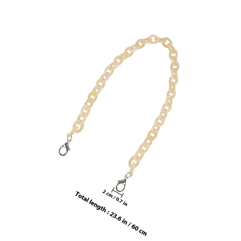 60CM Length O Shape Chain Tote Bag Acrylic Decorative Chain Accessory Dual End Alloy Buckle Straps Replacement Handbag Pouch Chains Straps for DIY Small Handbags (Yellow) - Image 2