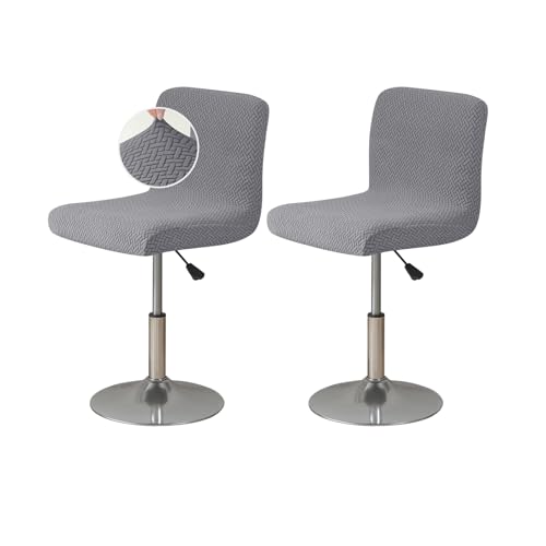 FUANGUI Bar Stool Covers Set of 2, Stretch Bar Stool Chair Cover Slipcovers, Knitted Jacquard Counter Stool Bar Chair Covers for Kitchen Pub Dining Room (Knitted Grey) - Image 1