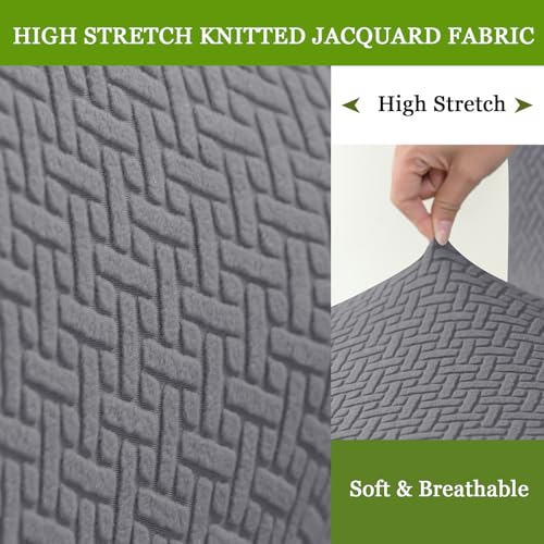 FUANGUI Bar Stool Covers Set of 2, Stretch Bar Stool Chair Cover Slipcovers, Knitted Jacquard Counter Stool Bar Chair Covers for Kitchen Pub Dining Room (Knitted Grey) - Image 4