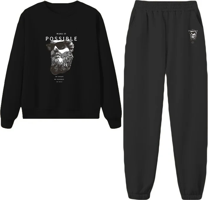 دوغ فش Tracksuit Pushyourlimits Printed Plus Size Bottom Top Set