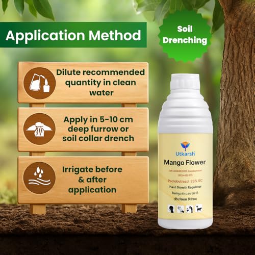 Utkarsh Mango Flower - Paclobutrazol 23% SC, Plant Growth Regulator | Enhances Flowering, Controls Shoot Growth & Improves Fruit Size & Quality | 100 ml; Pack of 1 - Image 3