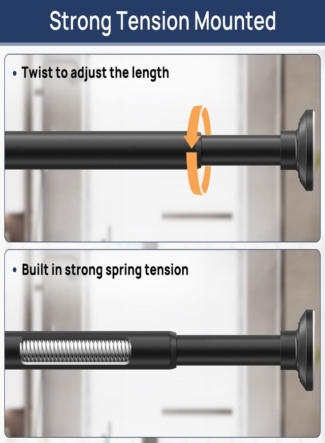 ENJOYBASICS Matte Black Shower Curtain Rod 33 to 87 Inches, 1 Inch Stainless Steel Adjustable Spring Tension Rods No Drill for Bathroom, Closet, Window, Room Divider, Never Rust, Non Slip - Image 3