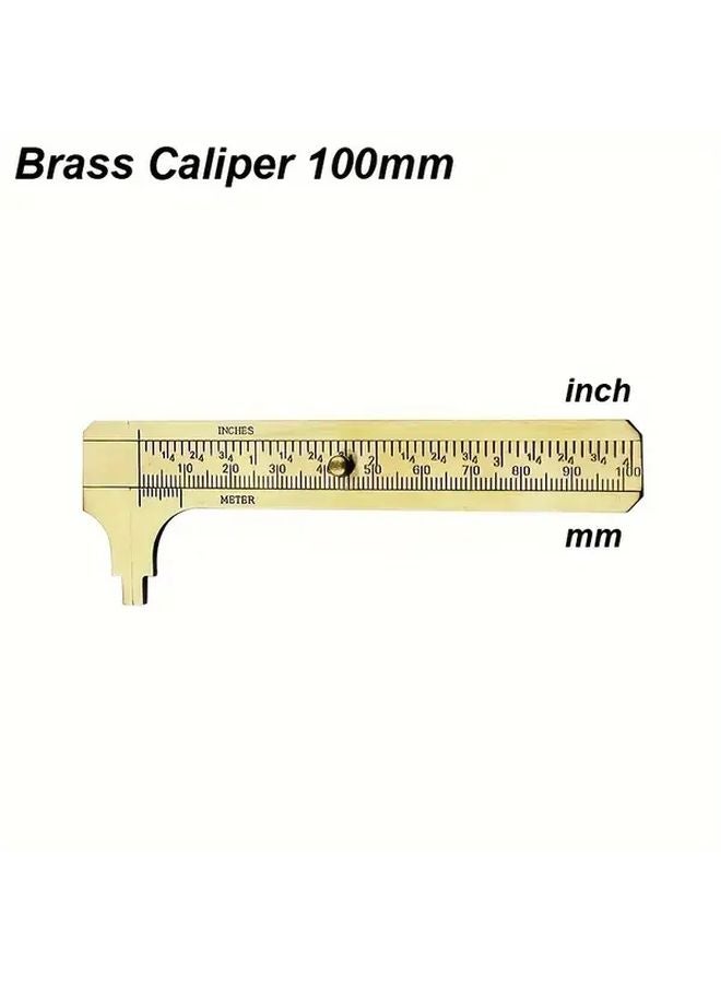 100mm Brass Vernier Caliper Dual Metric Imperial Scale Heavy Duty Precision Measuring Tool - Image 1