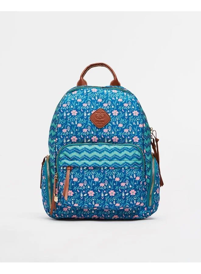 Chumbak Vacay Floral Backpack-Teal