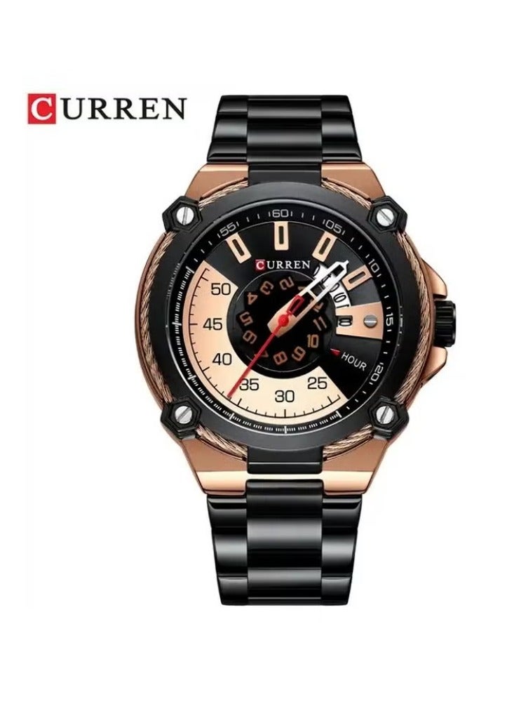 CURREN 8345 Original Brand Stainless Steel Band Wrist Watch For Men - Image 1
