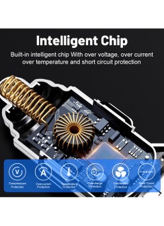 إيزي سو شاحن سيارة 6 منافذ 2 PD 4 USB شحن سريع للغاية 100 وات شاحن سيارة شحن سريع مع ضوء LED محول شاحن سيارة أسود  - Image 4
