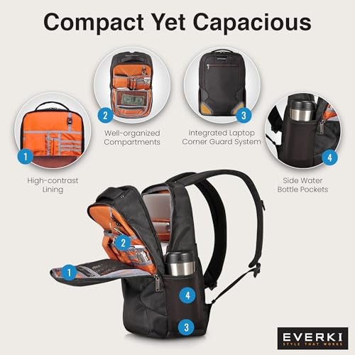 EVERKI Studio Slim Laptop Backpack for Men & Women, Lightweight & Softly Padded With Corner Protection, Trolley Handle, High Contrast Lining, Made of Recycled Materials (14 Liters Capacity) - Image 3