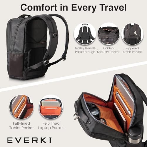 EVERKI Studio Slim Laptop Backpack for Men & Women, Lightweight & Softly Padded With Corner Protection, Trolley Handle, High Contrast Lining, Made of Recycled Materials (14 Liters Capacity) - Image 4