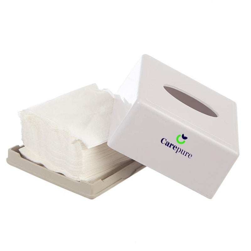 Carepure Pop Up Table Top Tissue Paper Holder Dispenser with Free 2 Tissue Refill 2 Ply Pop Up Soft Facial Tissue Paper Napkin. Size : 4 X 8 cm (White) - Image 3