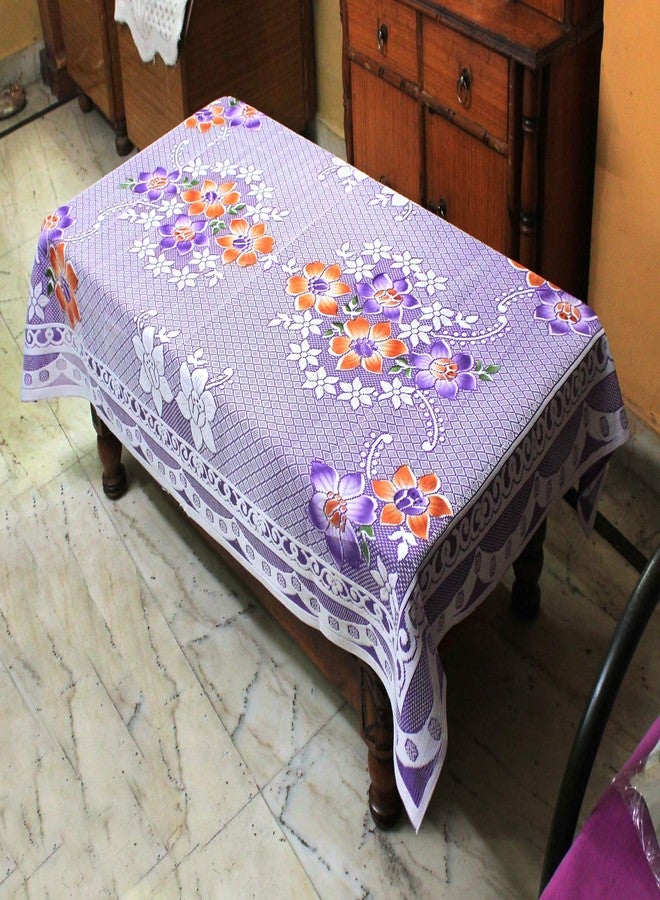 BANSIGOODS Floral Fabric Net 2 Seater Center Table Cover - Purple 40 x 60 inches Small - Image 1