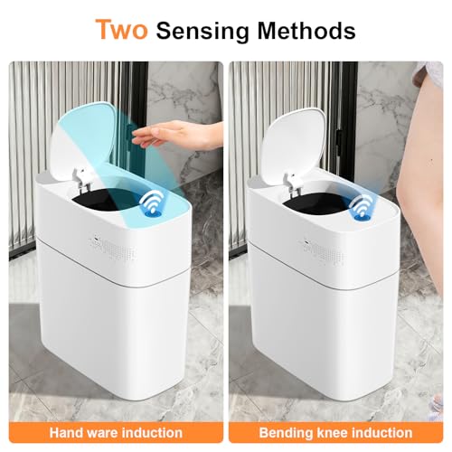 MOPALL Automatic Motion Sensor Bathroom Trash Can with Lid, 3 Gal Touchless Trash Can Auto-Adsorption Garbage Can, Slim Smart Trash Bin Waterproof Waste Basket for Bedroom, Kitchen, Office, Toilet, RV - Image 5