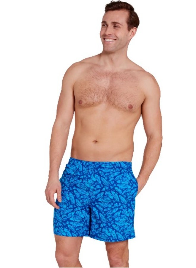 زوجس زوغز شورت سباحة رجالي فينلي 16 باللون البحري | قماش خفيف الوزن سريع الجفاف، خصر مطاطي مع حبل للتثبيت، مبطّن بشبكة، جيوب جانبية، تصميم مخطط أنيق للسباحة، الشاطئ والاستخدام النشط | 462785-FINLM - Image 2