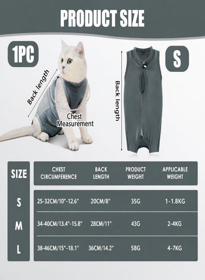 TARINI Cat Suit Post Surgery, Cat Recovery Suit for Female Cats, Post-Surgery Anti-Lick Bodysuit, Kitten Spaying Weaning Suit, Professional Abdominal Wound Protection Vest (Grey, L) - Image 2