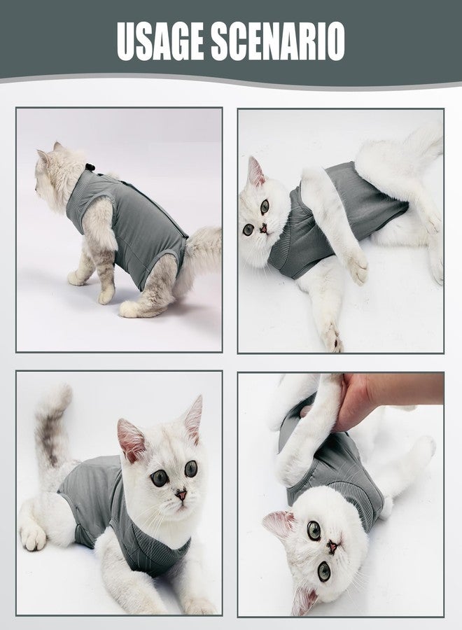 TARINI Cat Suit Post Surgery, Cat Recovery Suit for Female Cats, Post-Surgery Anti-Lick Bodysuit, Kitten Spaying Weaning Suit, Professional Abdominal Wound Protection Vest (Grey, L) - Image 4