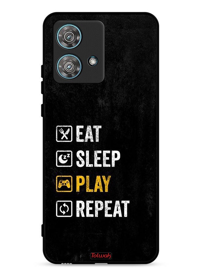 Tolwak Motorola Edge 40 Neo 5G Protective Case Cover Eat Sleep Play Repeat - Image 1