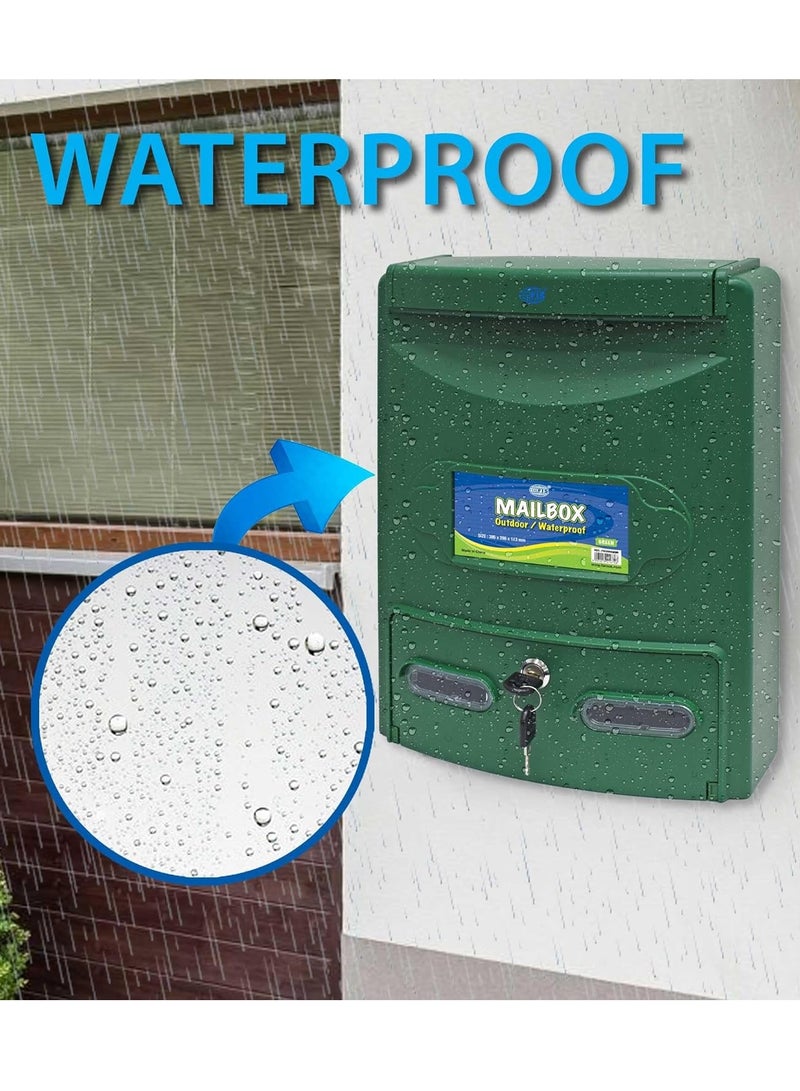 FIS صندوق بريد خارجي مقاوم للماء من FIS، باللون الأخضر، مقاس 386 × 286 × 113 مم - FSGNM02GR - Image 3