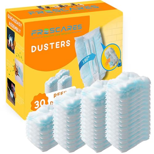Frescares Duster Refills,Static Dust Removal Brush Disposable Replacement Head Compatible with Swiffer Duster Refills for Electronics, Furniture, Blinds, Ceiling Fans (Blue, 30 PCS) - Image 1