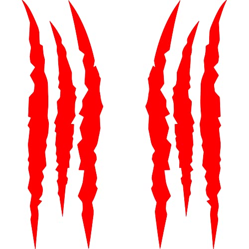 HungMieh 2PCS Claw Mark Car Decak, Car Headlight Decal/15.8 Inch, Monster Claw Scratch Stripe Stickers for Dodge Challenger/Charger, Reflective Red - Image 2