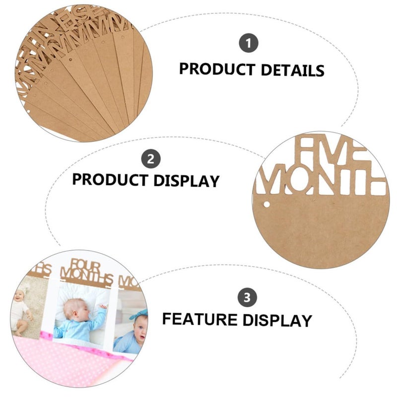 Kraft Paper First Birthday Photo Garland Banner With 12 Frames And 2 Milestone Bunting Sets - Image 4