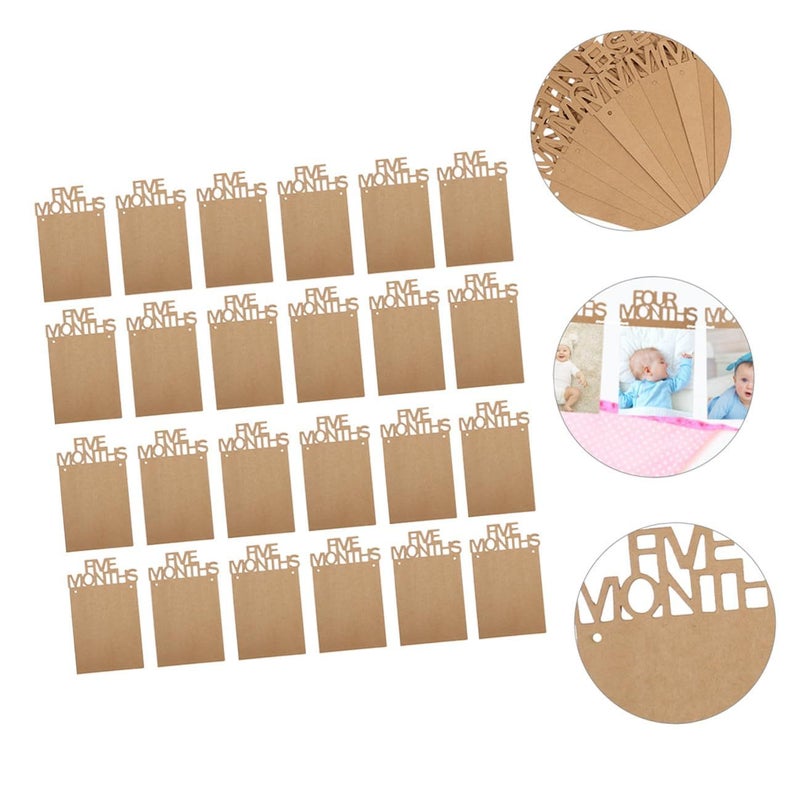 Kraft Paper First Birthday Photo Garland Banner With 12 Frames And 2 Milestone Bunting Sets - Image 5