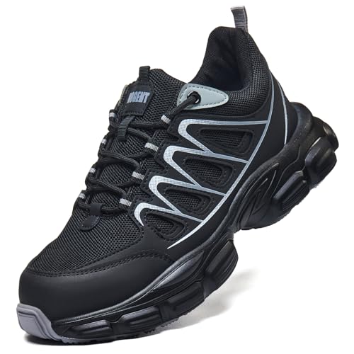 Hogent Steel Toe Shoes for Women Men Wide Non Slip Composite Work Sneakers Indestructible Comfortable Safety Tennis Shoes Lightweight Breathable Construction Sneakers Puncture Proof Ergonomic Design - Image 1