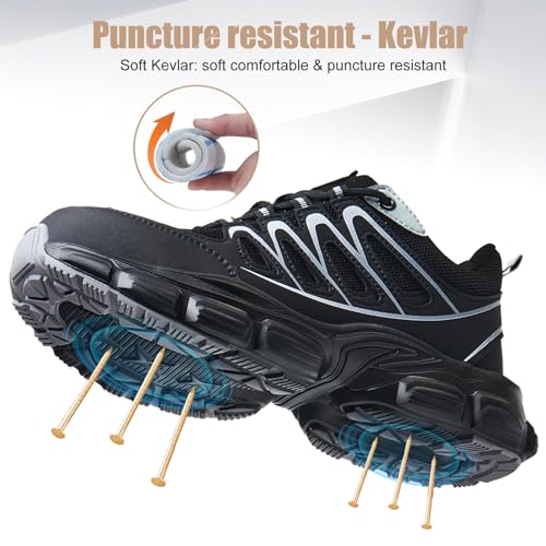 Hogent Steel Toe Shoes for Women Men Wide Non Slip Composite Work Sneakers Indestructible Comfortable Safety Tennis Shoes Lightweight Breathable Construction Sneakers Puncture Proof Ergonomic Design - Image 4