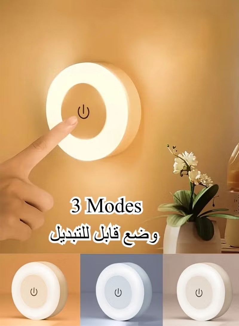 Adjustable LED Night Light, LED Bedside Lamp, 3 Color Modes (White, Warm, Cool), Touch-Controlled, Magnetic Wall Mount for Indoor Use (Kids Bedroom, Corridor, Kitchen, Bedroom, Shoe Cabinet), Rechargeable Lithium Battery, Indoor Lighting | Modern Wall Light | Adjustable Brightness, Night Light