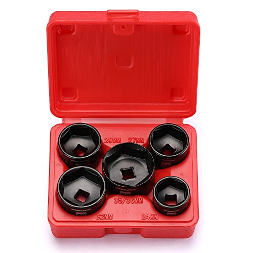 MIXPOWER 5 Pieces 3/8 inch Drive Low Profile Fuel Filter Socket Set, Low Profile Design for Easy Access, Chrome Vanadium Steel for Resist Rust and Corrosion, Low Profile Design for Easy Access - Image 2