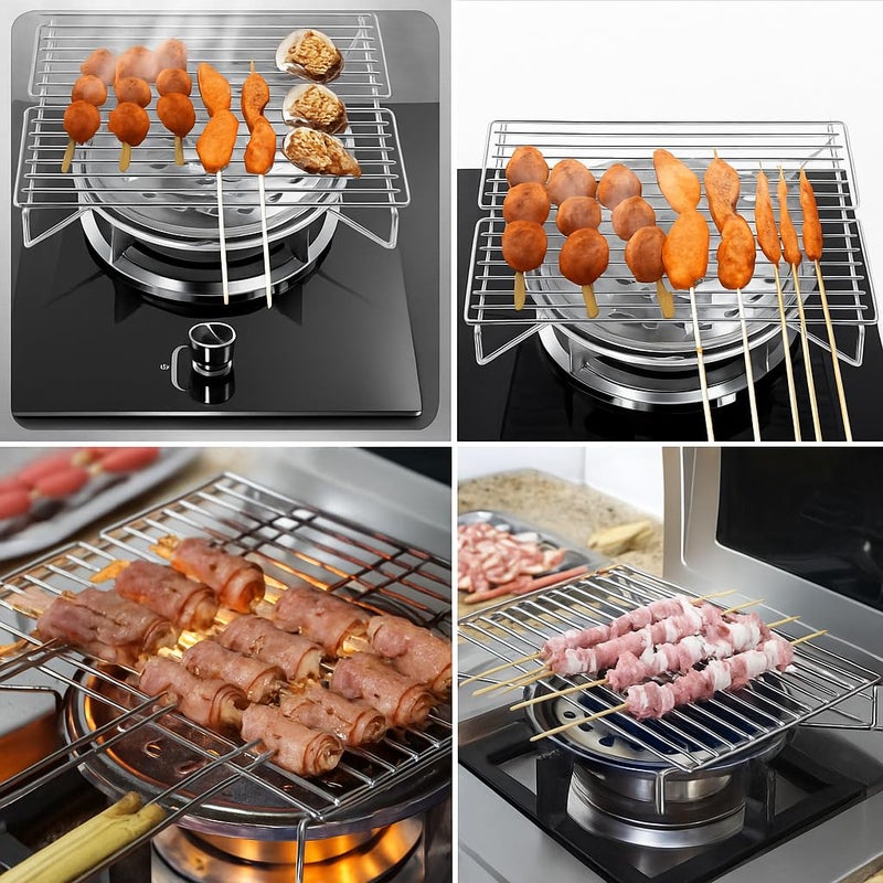 Alark Mini Portable Barbecue Grill Net Basket Roast Grilling Tray Gas Stove Plated For Stainless Steel Portable & Non Stick Barbecue Grill Net Basket Camping Barbecue Grid Grates mesh Grilling Tray - Image 4